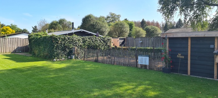 De sauna in onze tuin, beschut en privé